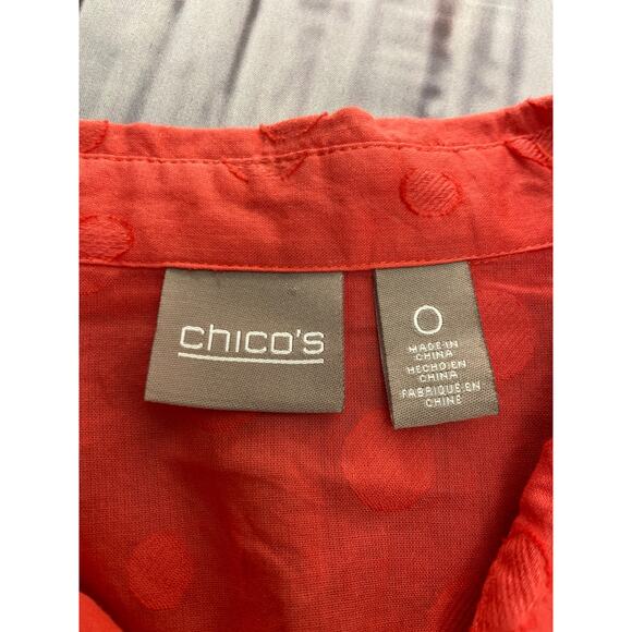 Chicos 0 Button Down Shirt Womens S Texture Dot Long Sleeve Collar Cotton - Picture 6 of 13